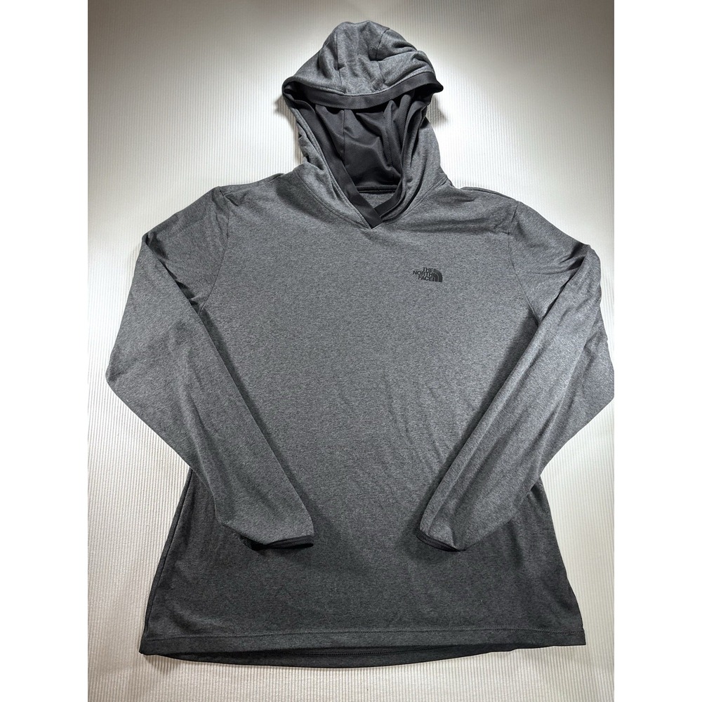 The North Face Hoodie Shirt Women's Gray/black Trim Long Sleeve Thumb Holes L